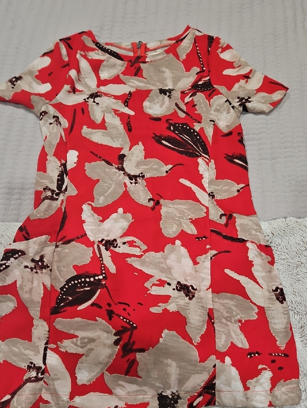 Abercrombie & Fitch Red and Beige Floral Top